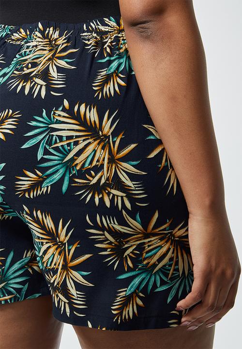 Superbalist - High waist shorts - navy palm print