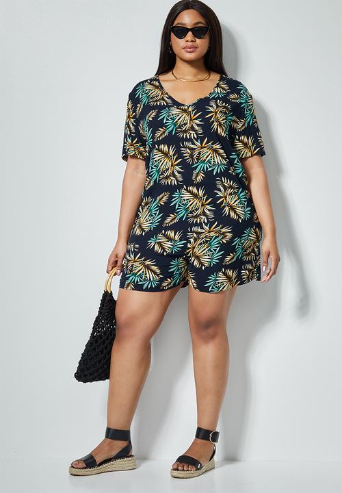 Superbalist - High waist shorts - navy palm print