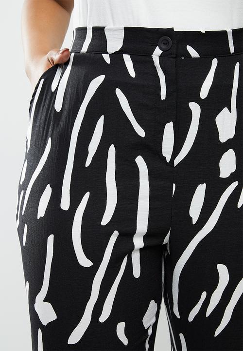 Me&B - Plus printed tapered pant - black & white 