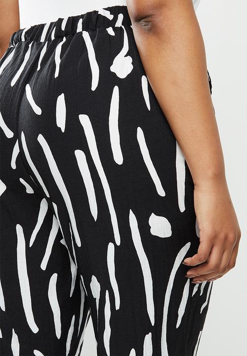 Me&B - Plus printed tapered pant - black & white 
