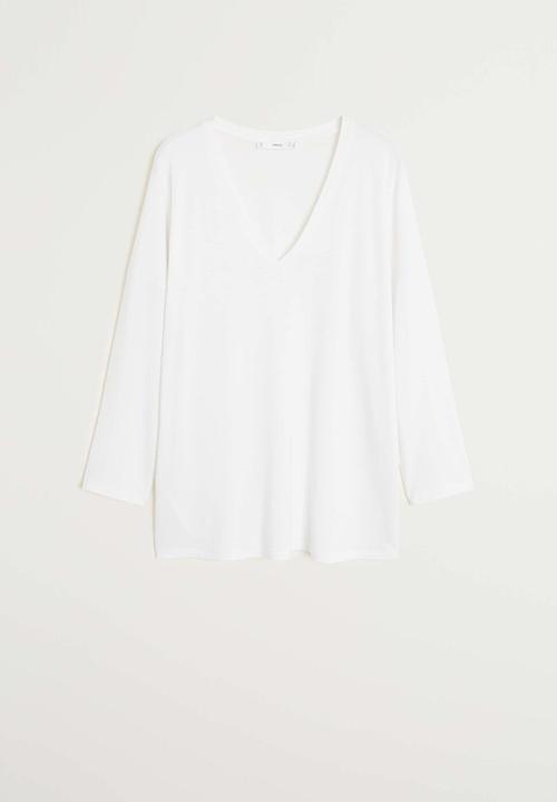 MANGO - T-shirt ribover - white