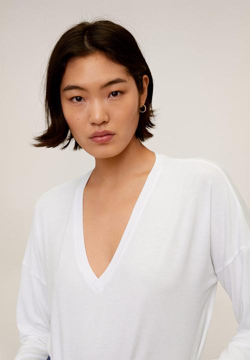 MANGO - T-shirt ribover - white