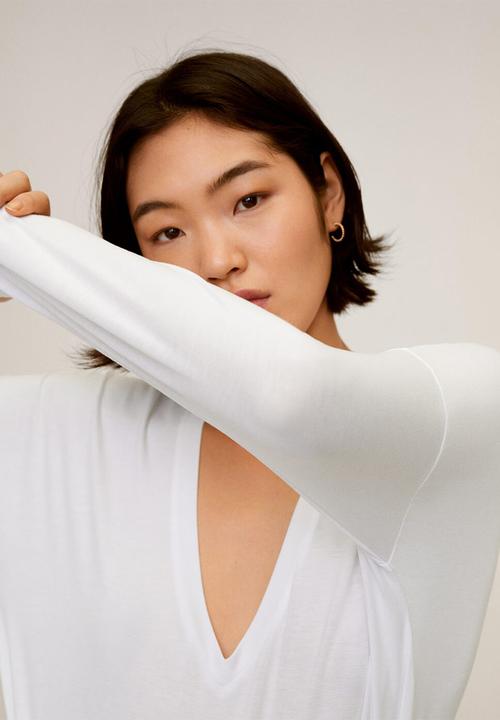 MANGO - T-shirt ribover - white