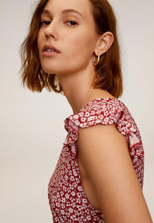 MANGO - Dress gala - red & white 
