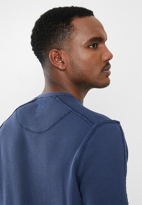 POLO - Pjc ls waffle knit henley - navy