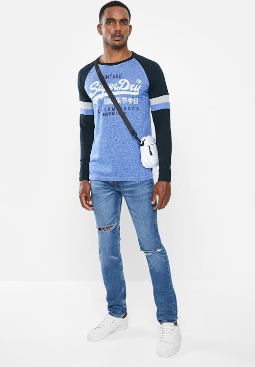 Superdry. - Vl tri colour raglan long sleeve tee - multi