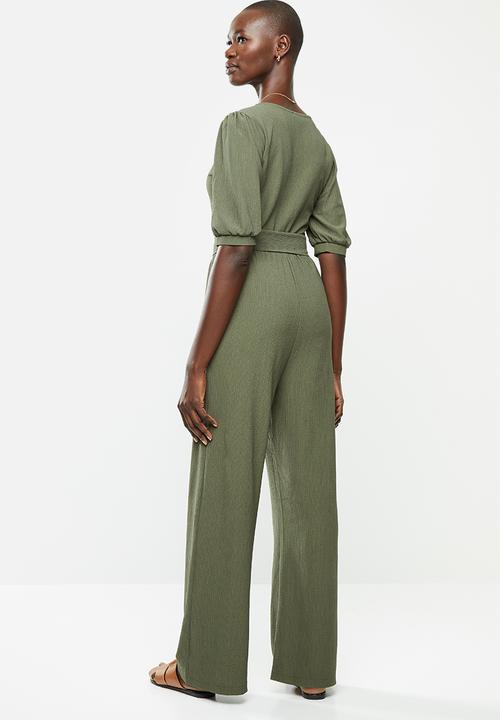 MANGO - Belt long jumpsuit - olive