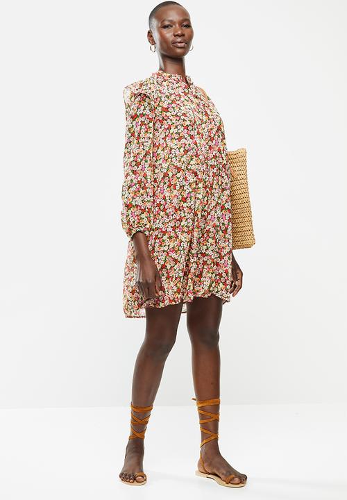 MANGO - Ruffle detail dress - multi