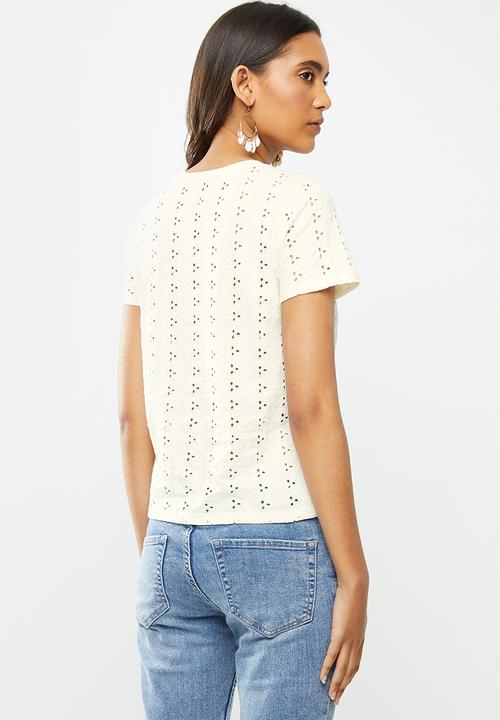 ONLY - Grace short sleeve top - white 