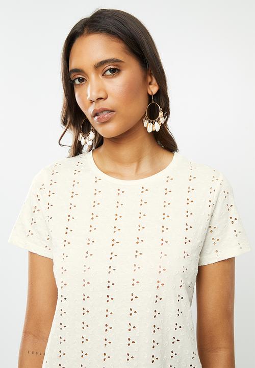 ONLY - Grace short sleeve top - white 