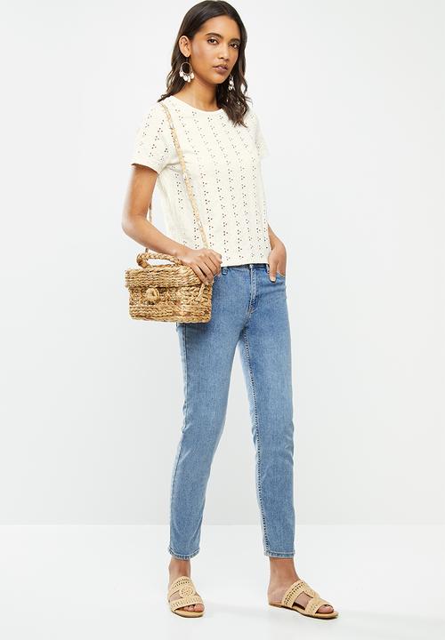 ONLY - Grace short sleeve top - white 