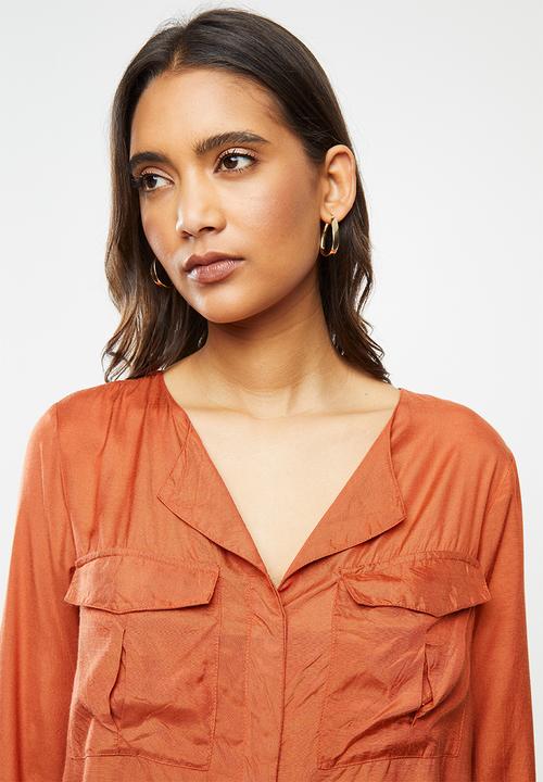 ONLY - Zana long sleeve shirt - rust