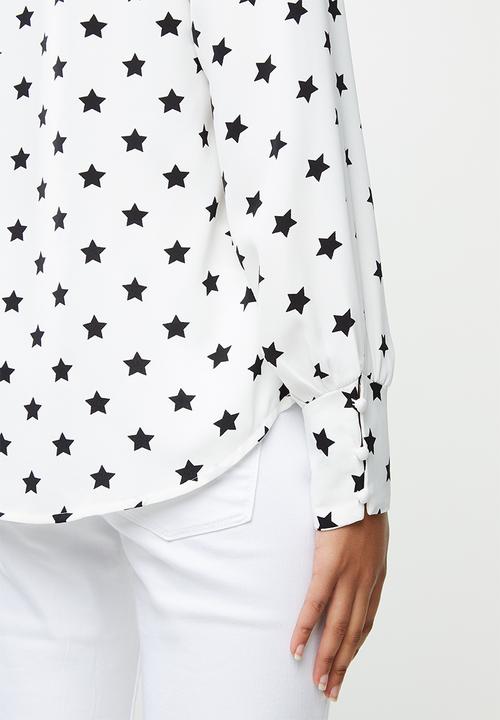 ONLY - Sara long sleeve top - white & black