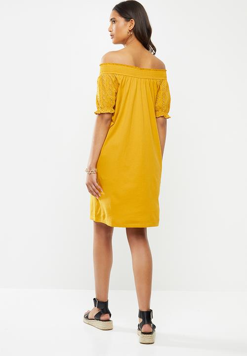 ONLY - Vanna short sleeve dress - yellow