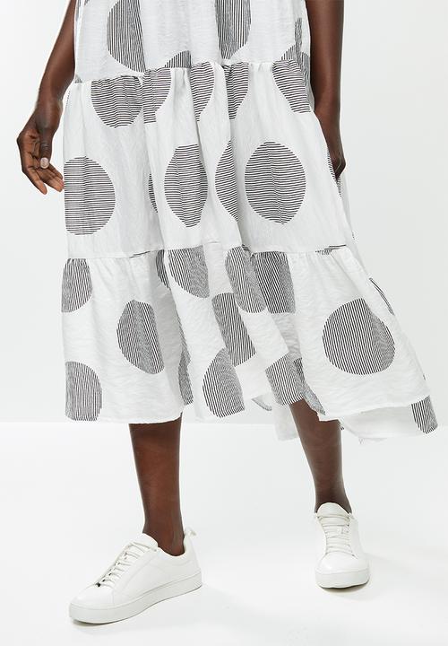 Me&B - Spot tiered dress - white & black 