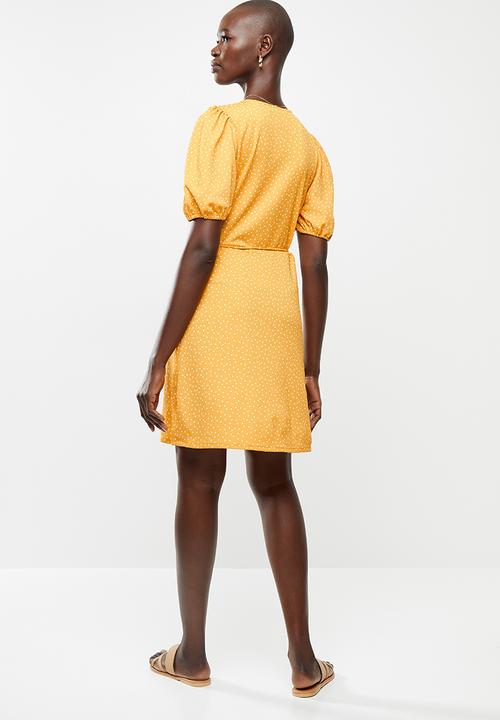 MANGO - Dress yute - yellow & white 