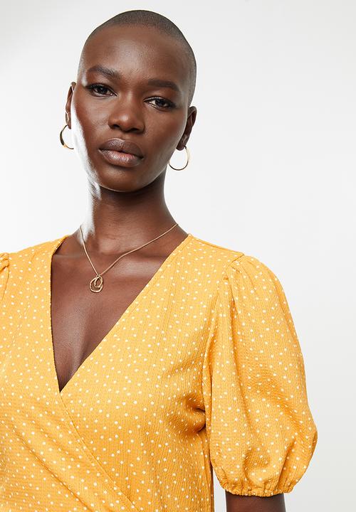 MANGO - Dress yute - yellow & white 