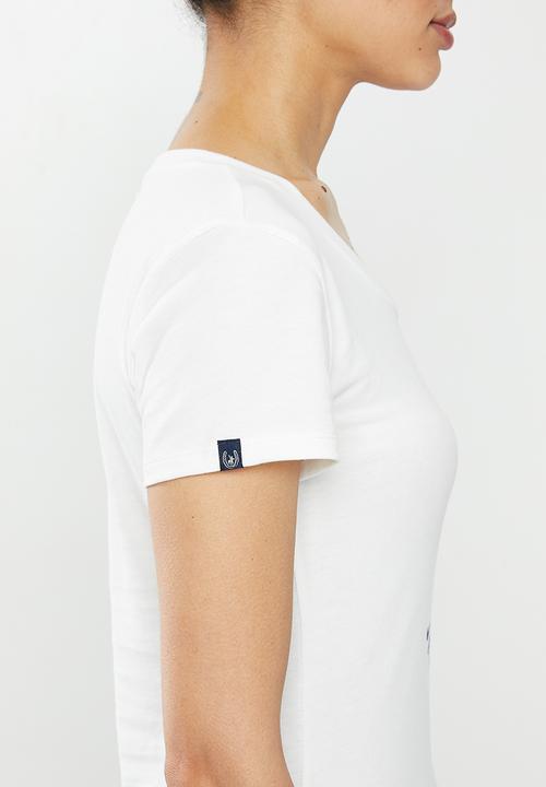 POLO - Basic short sleeve distressed print tee - white