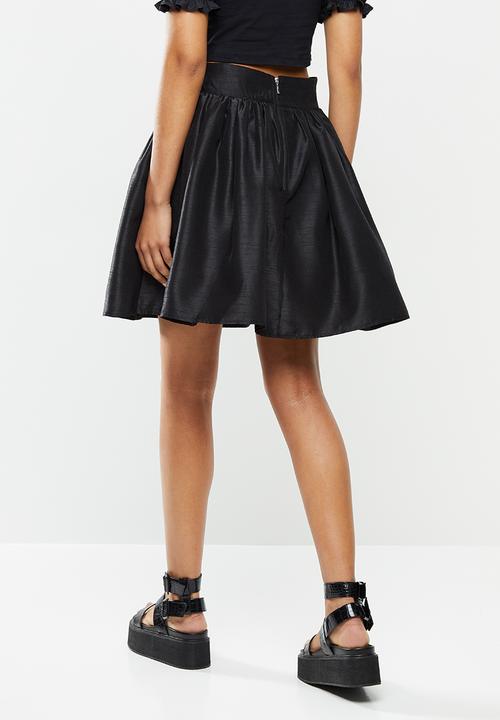 Blake - Silk flared mini skirt-black