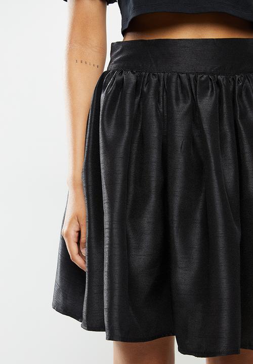 Blake - Silk flared mini skirt-black