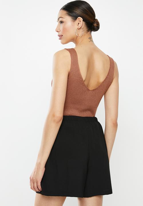 Brave Soul - Sleeveless ribbed knit - brown 