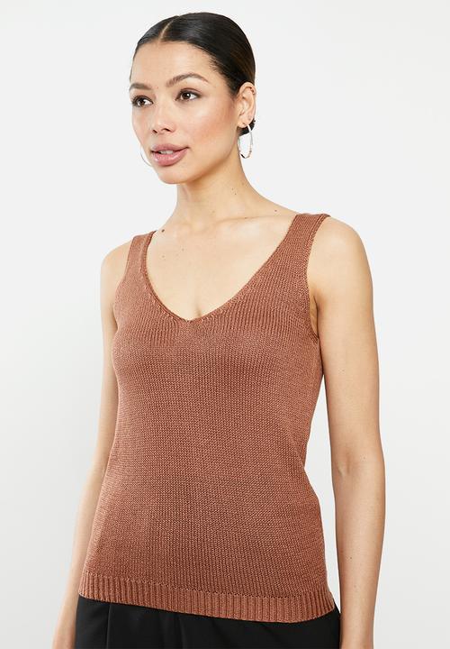 Brave Soul - Sleeveless ribbed knit - brown 