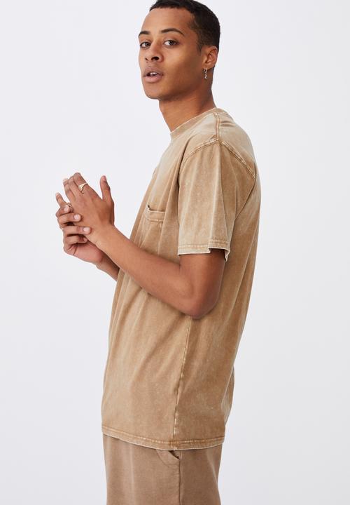 Cotton On - Washed pocket tee - burnt almond