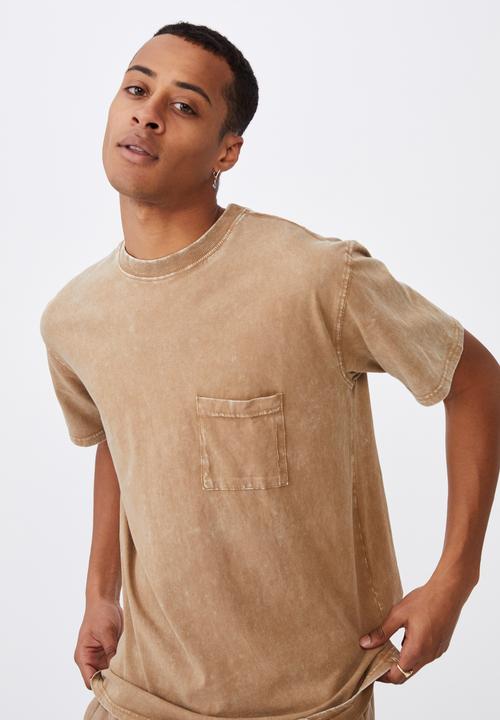 Cotton On - Washed pocket tee - burnt almond