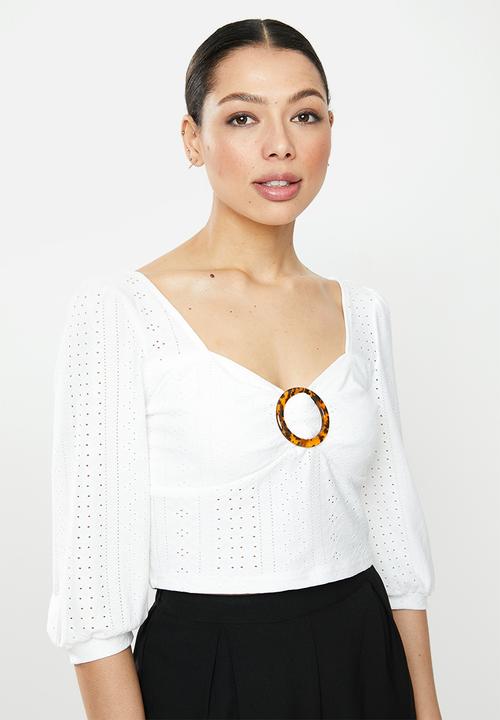 Brave Soul - Long sleeve top with buckle - cream