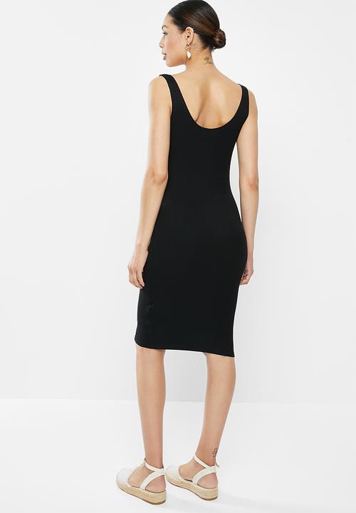 Brave Soul - Button through vest midi dress - black