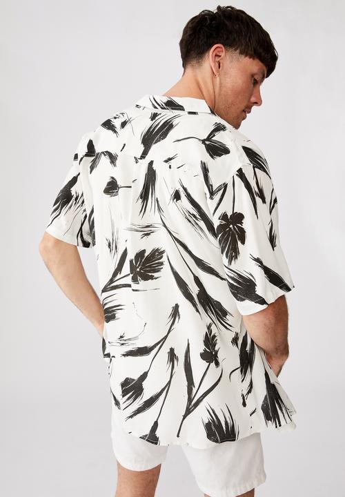 Cotton On - Short sleeve resort shirt - black & white