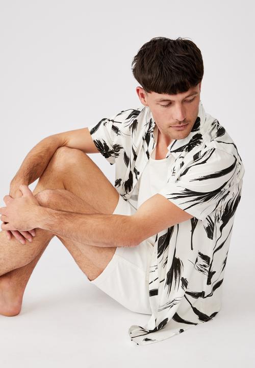 Cotton On - Short sleeve resort shirt - black & white