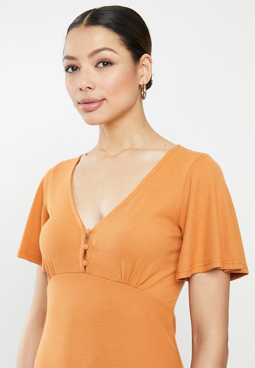 Brave Soul - Short sleeve mini dress - rust
