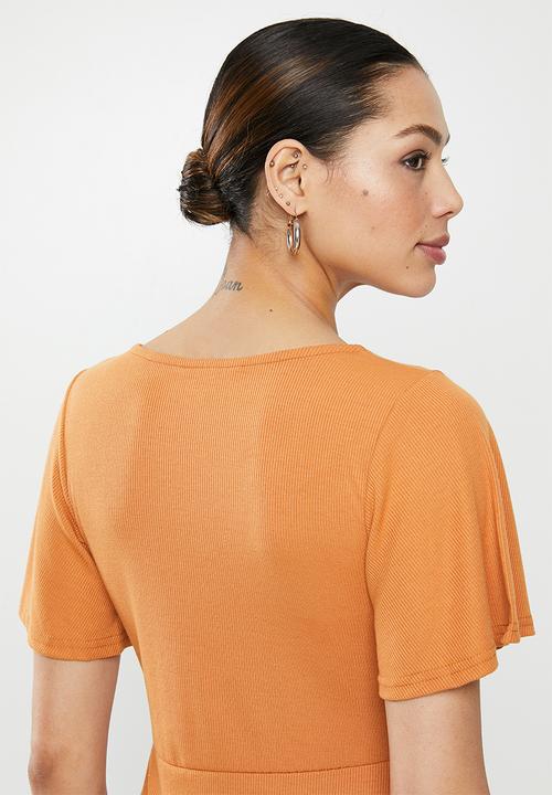 Brave Soul - Short sleeve mini dress - rust
