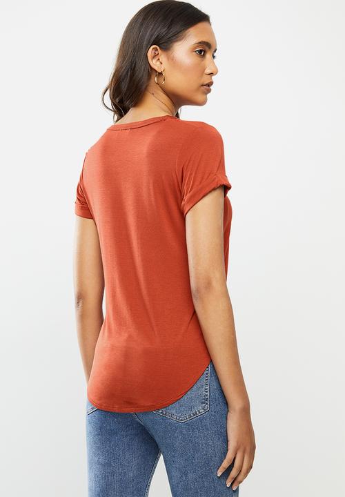 Cotton On - Kathleen short sleeve top - hot sauce