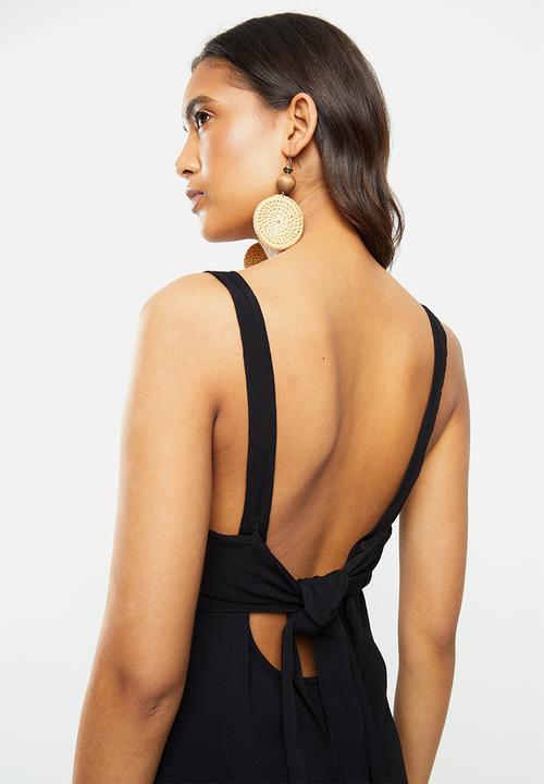 Cotton On - Woven Millie tie back midi dress - black