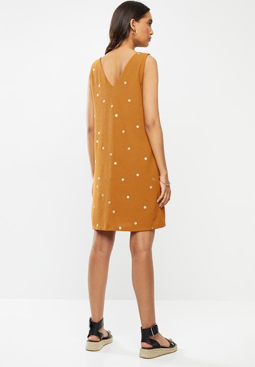 Vero Moda - Big dot sleeveless short dress - brown