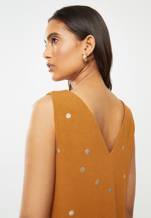 Vero Moda - Big dot sleeveless short dress - brown