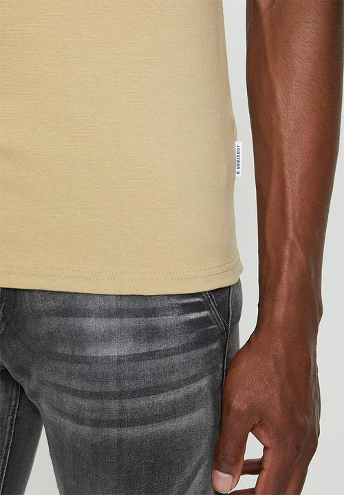Jonathan D - Slim fit short sleeve V-neck - stone