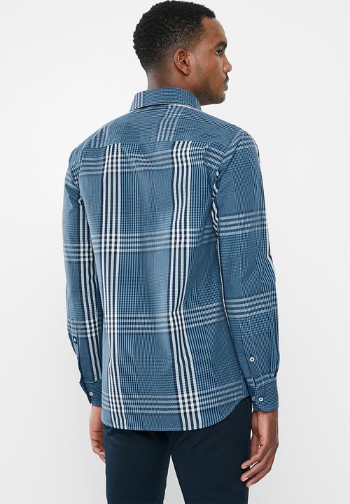 Jonathan D - Casual long sleeve check shirt - blue