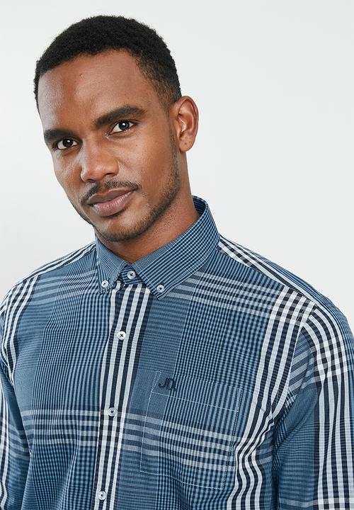 Jonathan D - Casual long sleeve check shirt - blue