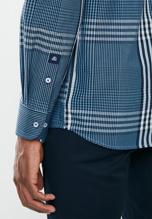 Jonathan D - Casual long sleeve check shirt - blue