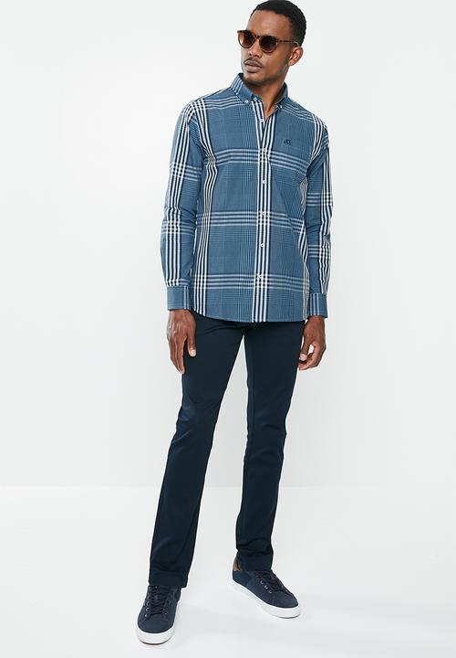 Jonathan D - Casual long sleeve check shirt - blue