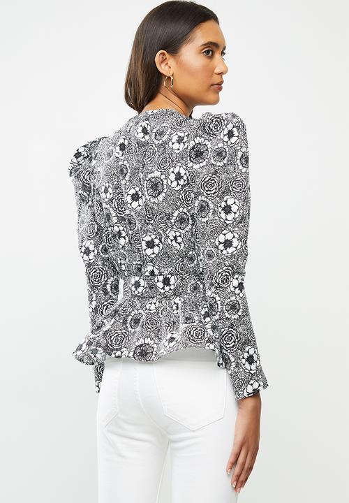 Glamorous - Wrap blouse - black & white