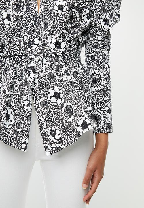 Glamorous - Wrap blouse - black & white