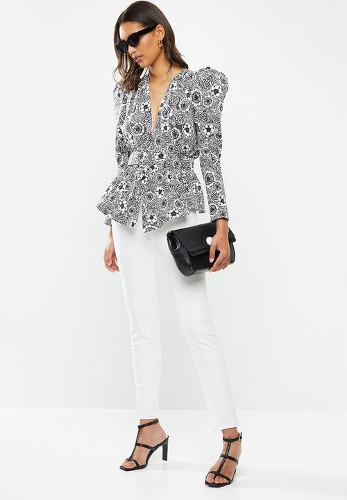 Glamorous - Wrap blouse - black & white