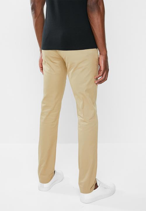 Jonathan D - Stretch cotton trouser with side entry pockets - stone