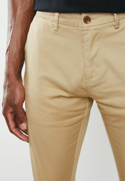 Jonathan D - Stretch cotton trouser with side entry pockets - stone