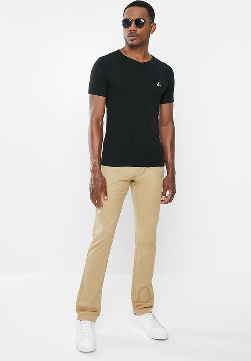 Jonathan D - Stretch cotton trouser with side entry pockets - stone