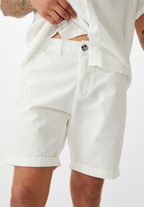 Cotton On - Washed chino short - white
